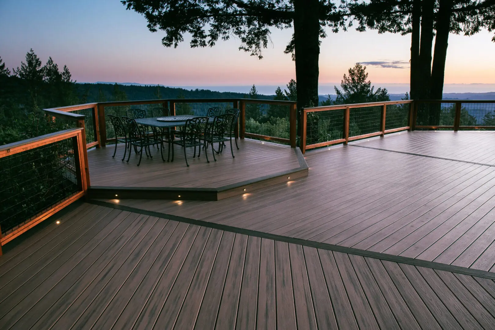 A deck with an elevated platform