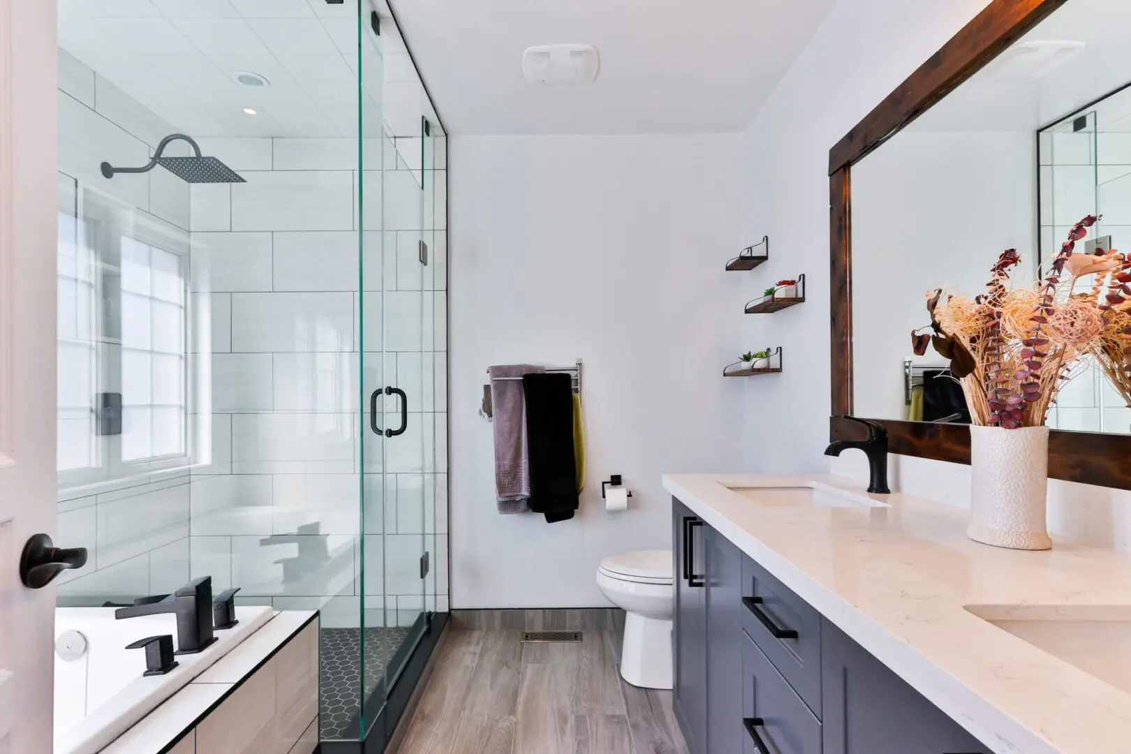 A bathroom with a modern design