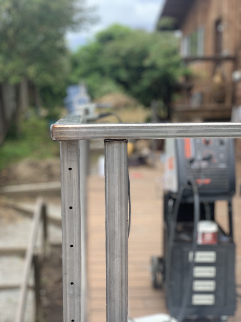 Close-up of foundation post or deck support structure